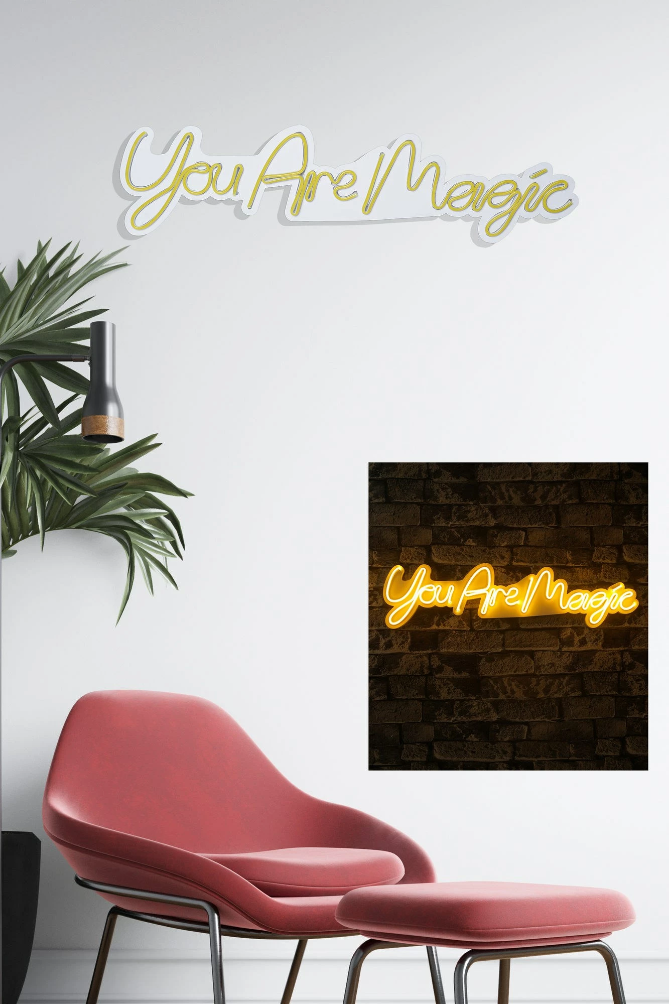 Dritë dekorative LED në mur, plastikë, 'You Are Magic', e verdhë