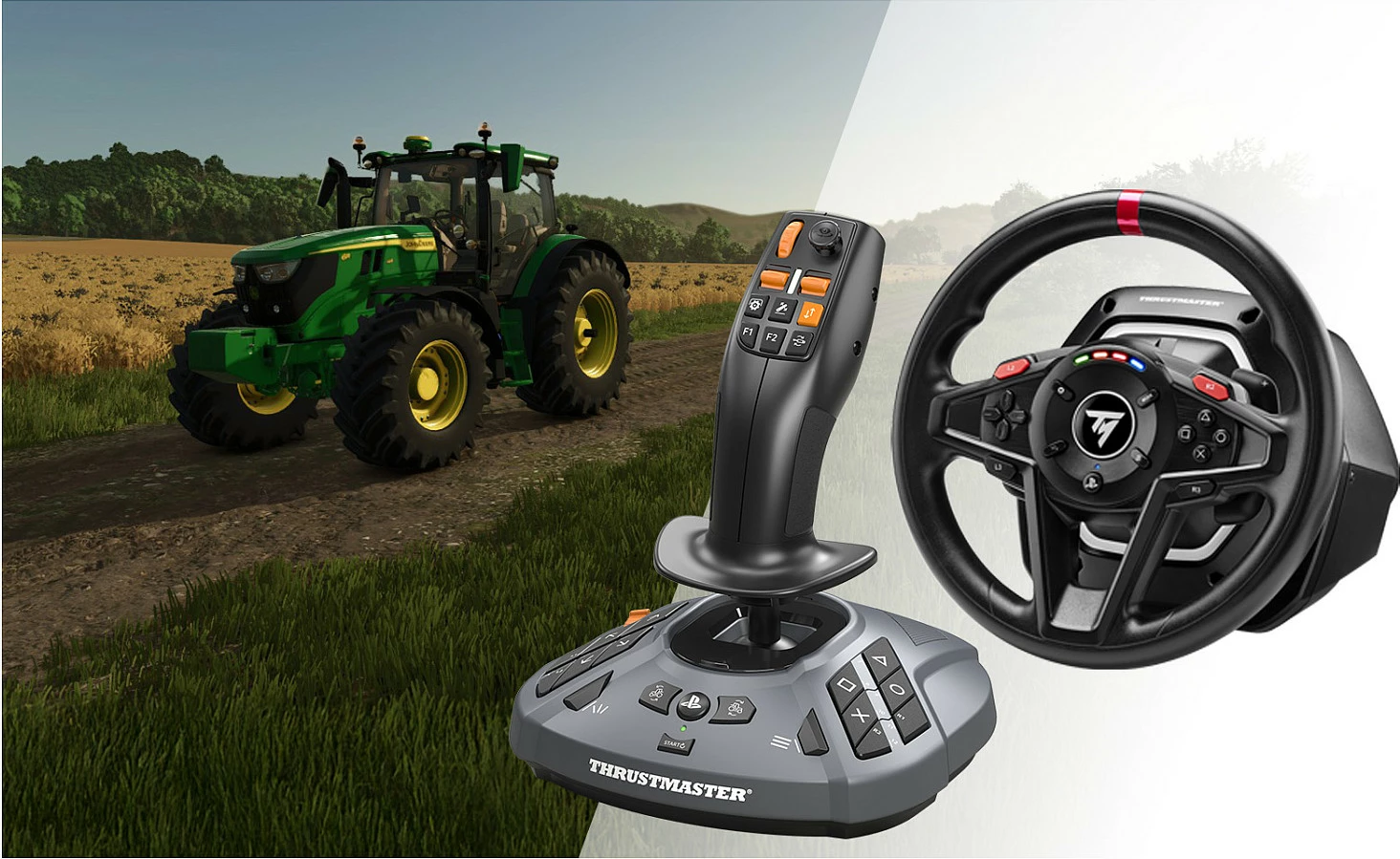 Volan gaming Thrustmaster T128P Simtask Farming Pack, USB me kabllo, Force Feedback, për PS5/PS4/PC, i zi