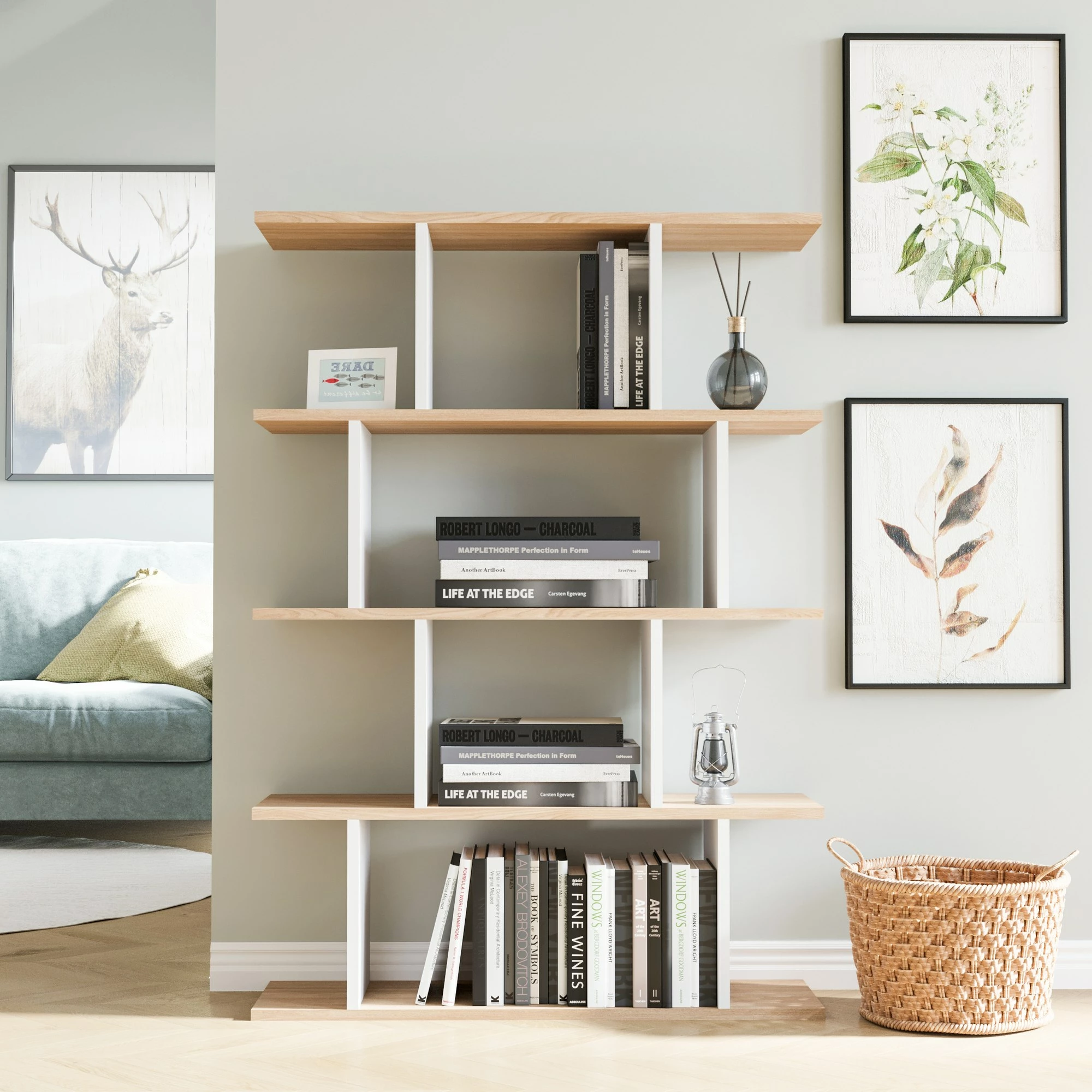 Raft librash Hanah Home, Harmon, bardhë dhe lis