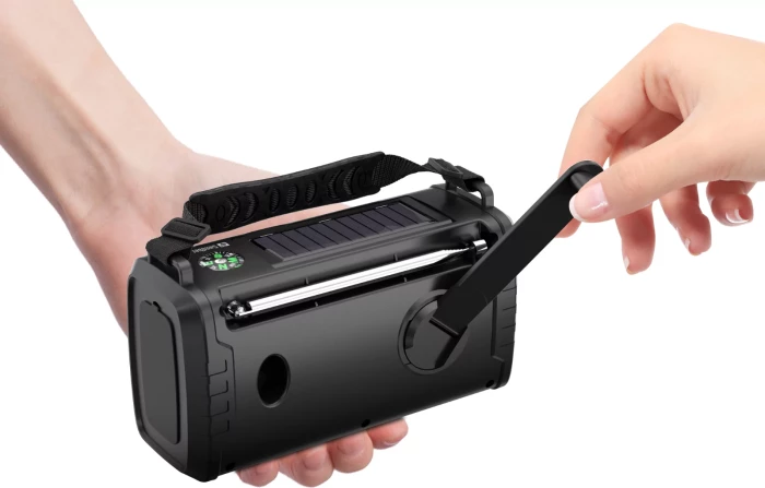 Radio survival SANDBERG Survivor DAB Radio All-in-1 20000, 20000mAh, DAB+/FM, Bluetooth, USB-C/USB-A, solar + dinamo, IP53, e zezë