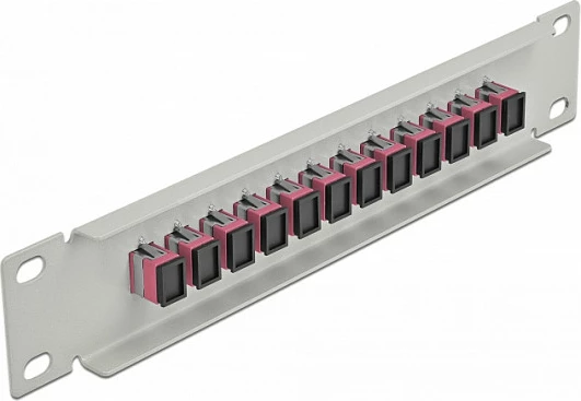 Patch panel fiber optik DeLOCK 10" 12x SC Simplex, 1U, gri/vjollcë