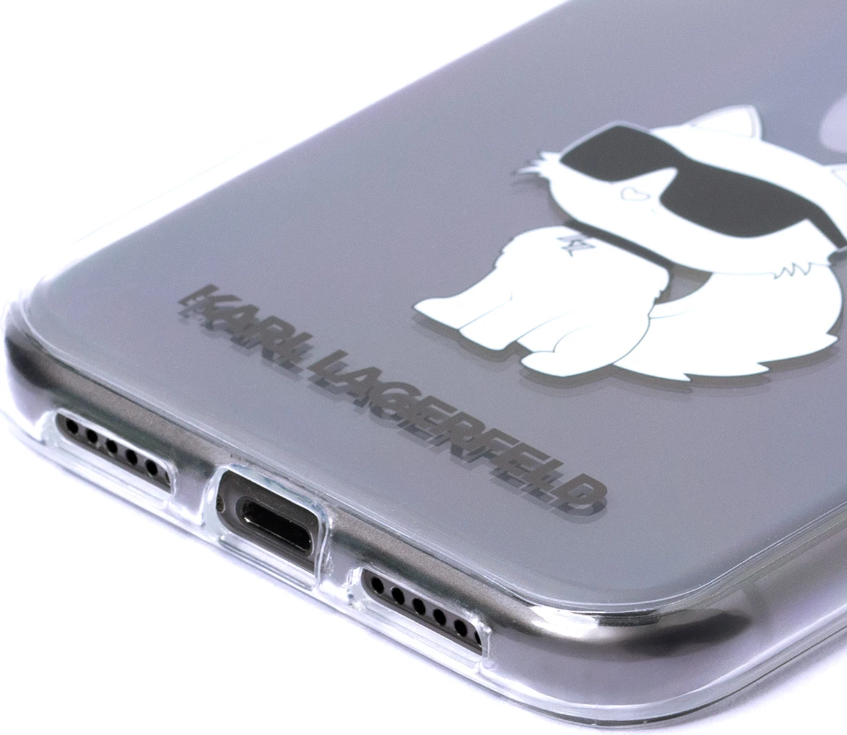 Mbështjellës Karl Lagerfeld Ikonik Choupette për iPhone 11/XR, transparent