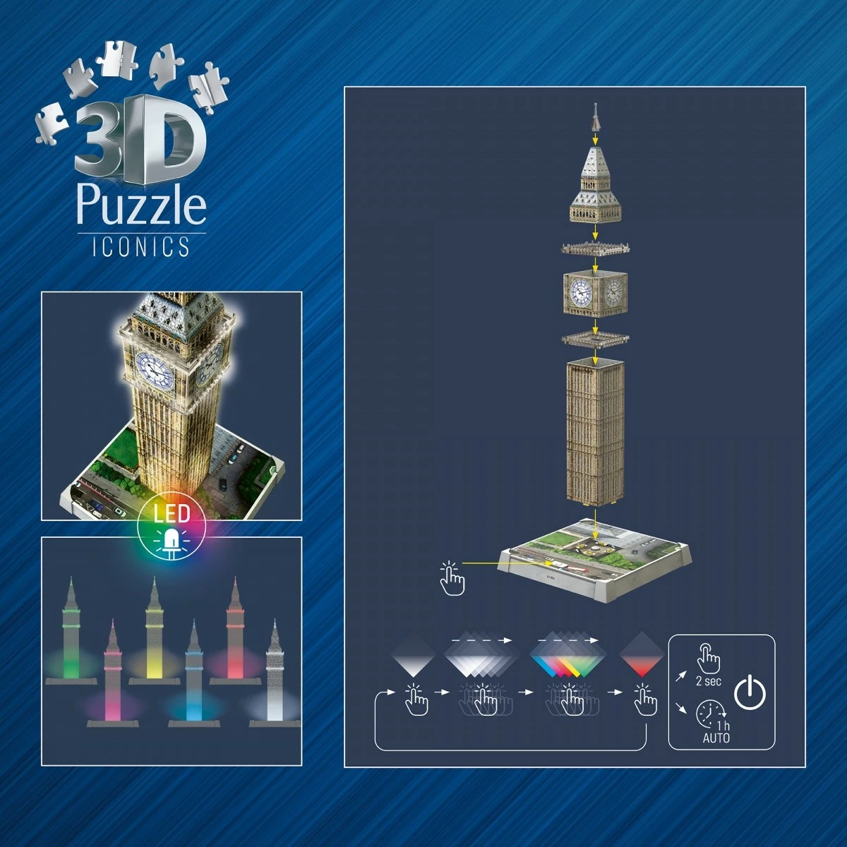 Puzzle 3D Ravensburger Big Ben, 235 pjesë, plastikë, me LED