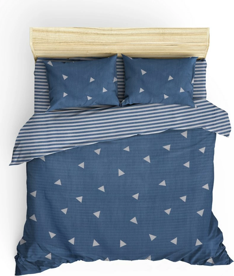 Set mbulesash për jorgan dopio, L'essentiel, trekëndësha, blu