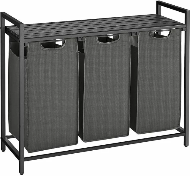 kosh rrobash VASAGLE BLH301G01, 3 ndarje, 114 L, me raft, 92.5 x 33 x 72 cm, e zezë