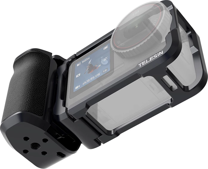 Kasë mbrojtëse me dorezë Telesin S6-FMS-36-TDJ për DJI Osmo Action 6, alumin/silikon, e zezë, set 5 pjesë