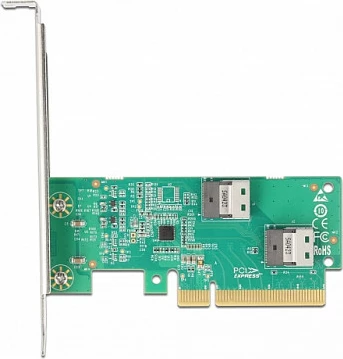 Kartë zgjerimi PCIe DeLOCK PCI Express 4.0 x8, 2x SFF-8654 4i NVMe, low-profile, inox