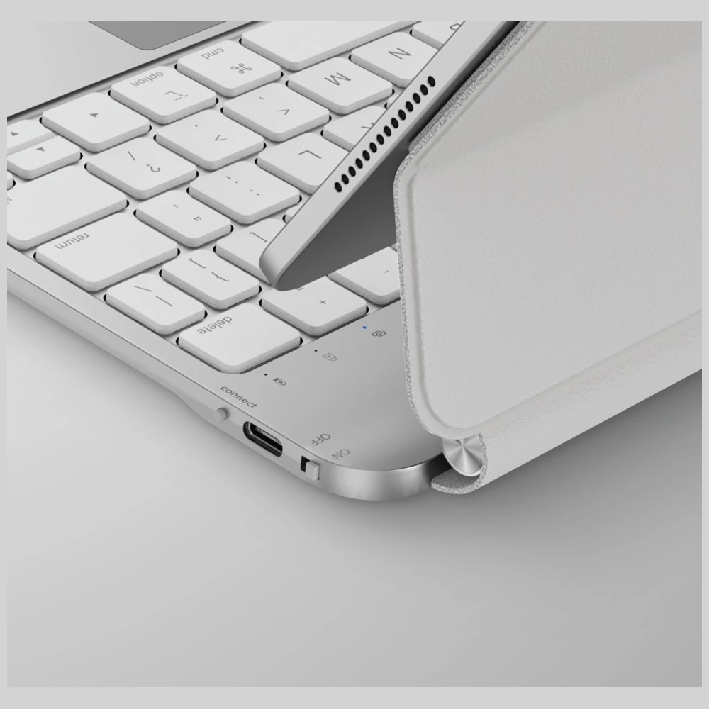 Mbështjellës magnetik me tastierë UNIQ Venno Pro për iPad Air 10.9\" (2020/2022) / iPad Pro 11\" (2021/2022) / iPad Air 11\" (2024/2025/2026), Bluetooth 5.2, trackpad, bateri 400 mAh, i bardhë