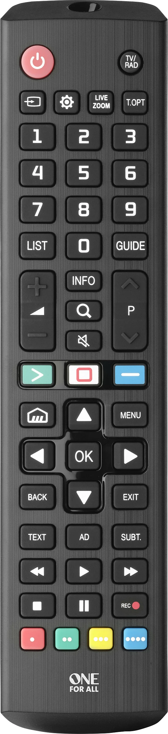 Telekomandë zëvendësuese për TV One For All LG TV Replacement Remote, IR, 2x AAA, e zezë