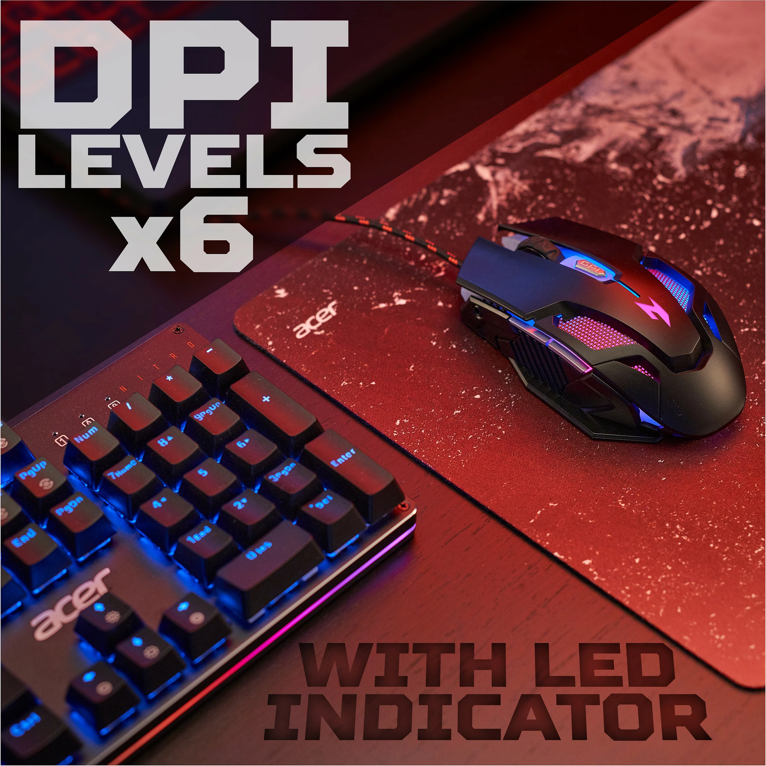 Maus gaming Acer Nitro NMW200, 7200 DPI, USB, i zi