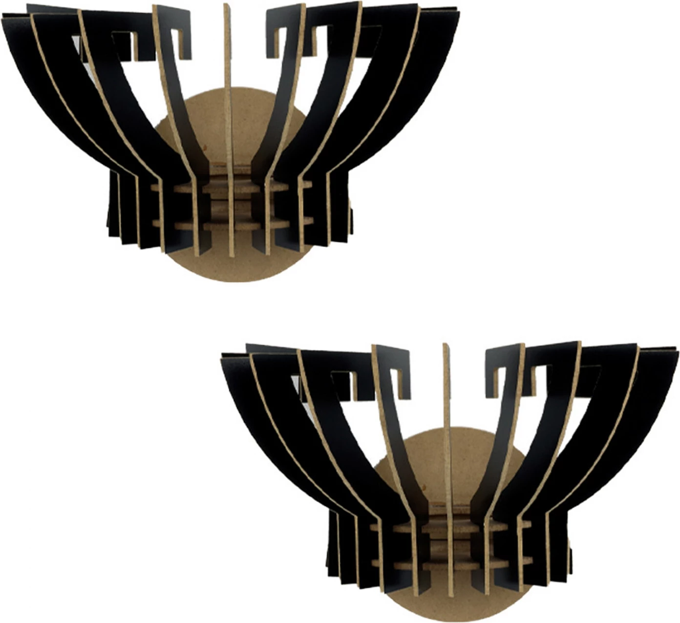 Set llamba muri 2 copë, druri MDF, ngjyrë e zezë, FH7382.03, 32x22x19 cm