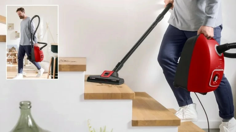 Fshesë me korrent me qese, Bosch BGB41PET1 ProAnimal, 700 W, kapacitet 4 L, filtër HEPA, rreze 11 m, e kuqe/zezë