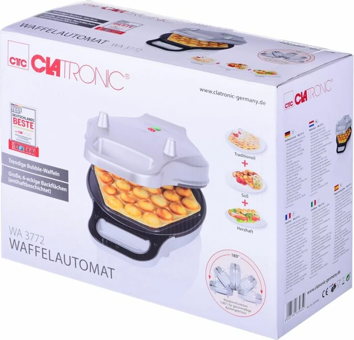 Aparat për bubble waffle Clatronic WA 3772, argjendtë