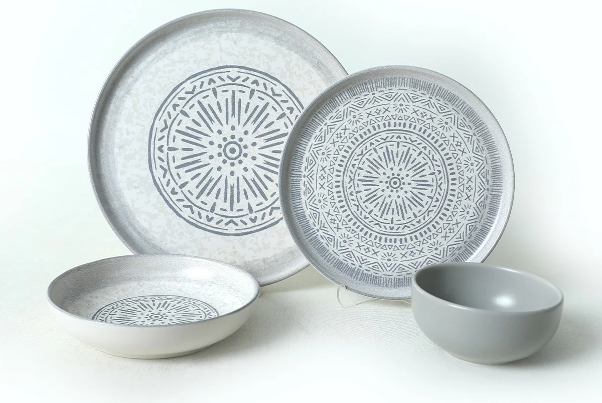 Set enësh për drekë, qeramikë, 24 copë, ngjyrë guri, Hermia Concept, X0001491700000000000000000