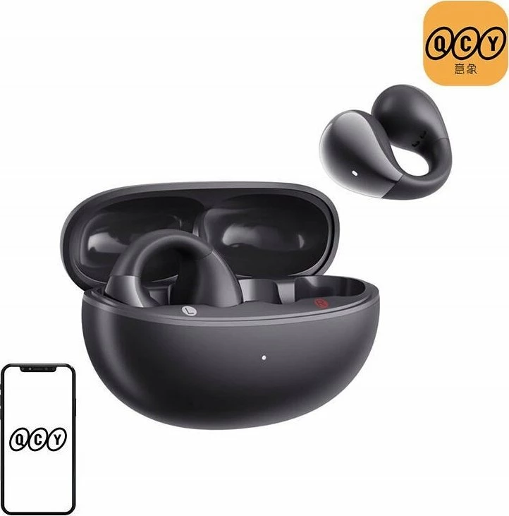 Kufje wireless QCY Crossky Clip T33 Bluetooth 5.4, mikrofon, 30 orë me kuti, të zeza