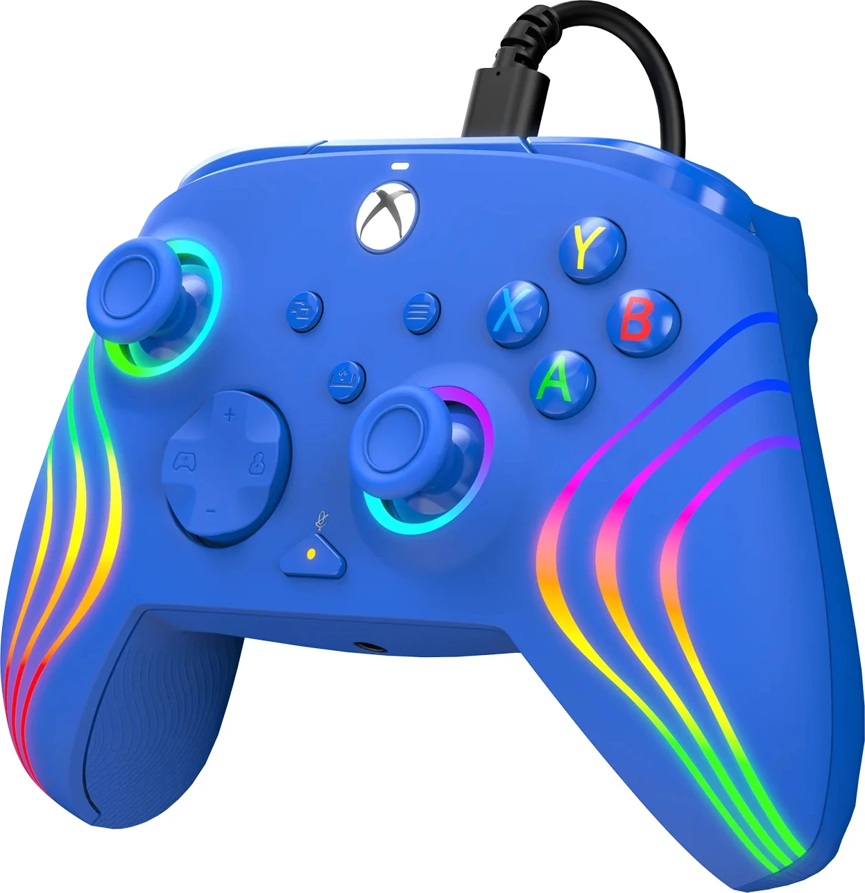 Kontroller me kabllo PDP Afterglow Wave për Xbox/PC, RGB, USB-C, kabllo 2.4 m, blu