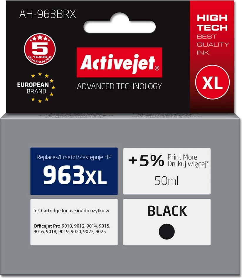 Ngjyrë zëvendësuese Activejet AH-963BRX për printer HP, e zezë