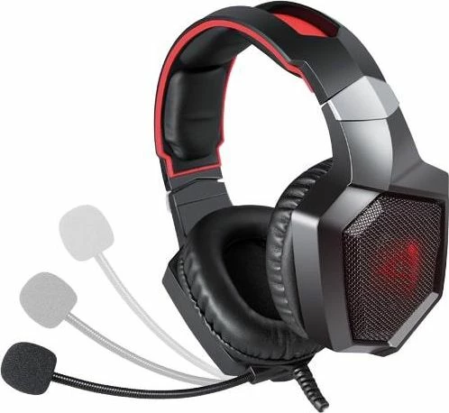 Kufje gaming Savio Forge, me mikrofon, me kabllo, 3.5 mm + USB, ndriçim i kuq