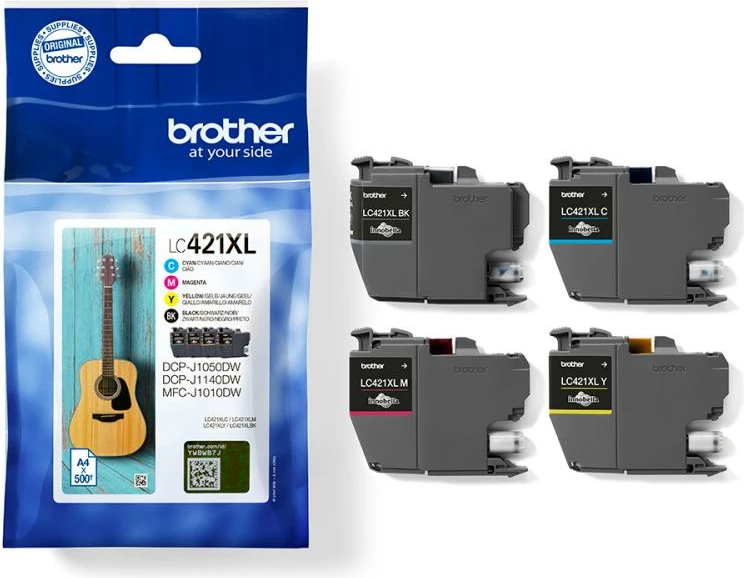 Kartush boje, Brother LC-421XLVAL, XL, ngjyra zezë cyan magenta e verdhë, set 4