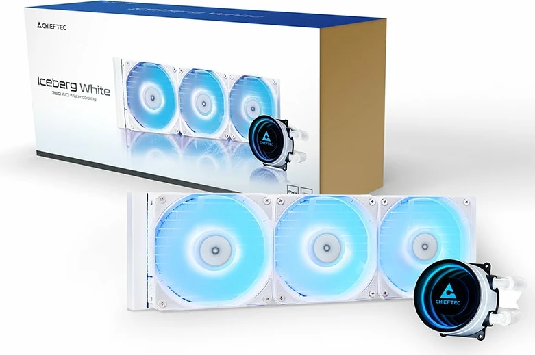 Ftohje me ujë AIO për CPU Chieftec Iceberg White 360 ARGB CLC-360-RGB-W, radiator 360mm, 3x120mm PWM, e bardhë