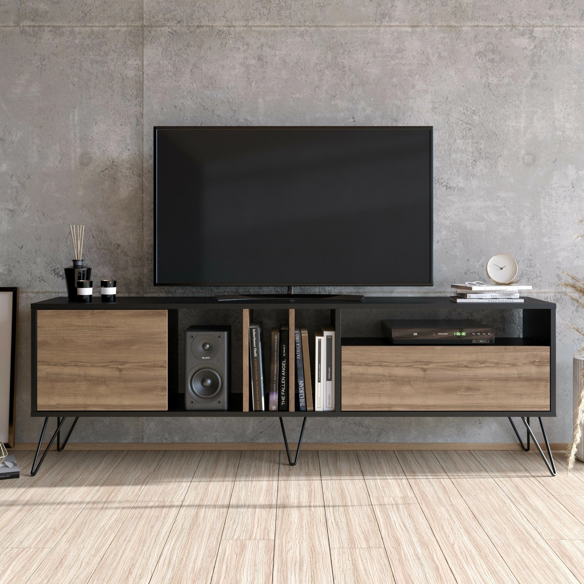 Komodë TV Hanah Home, Mistico (180), ngjyrë arre dhe e zezë
