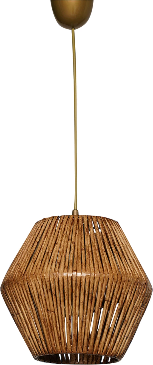 Llambë varëse për tavan, FH7362, metal dhe bambu, ngjyrë arre, 25x25x55 cm