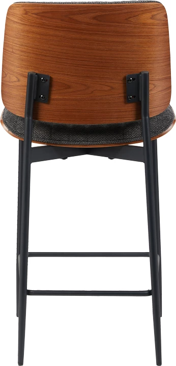 Karrige për bar Kathy, dru arre, material gri, 48.5x52.5x96cm