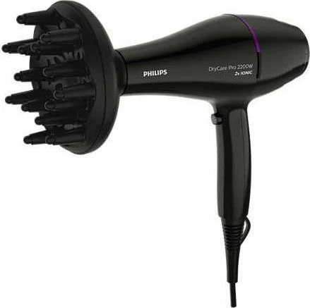 Makinë tharëse flokësh Philips BHD274/00 2200W e zezë, me difuzor dhe grykë koncentratori