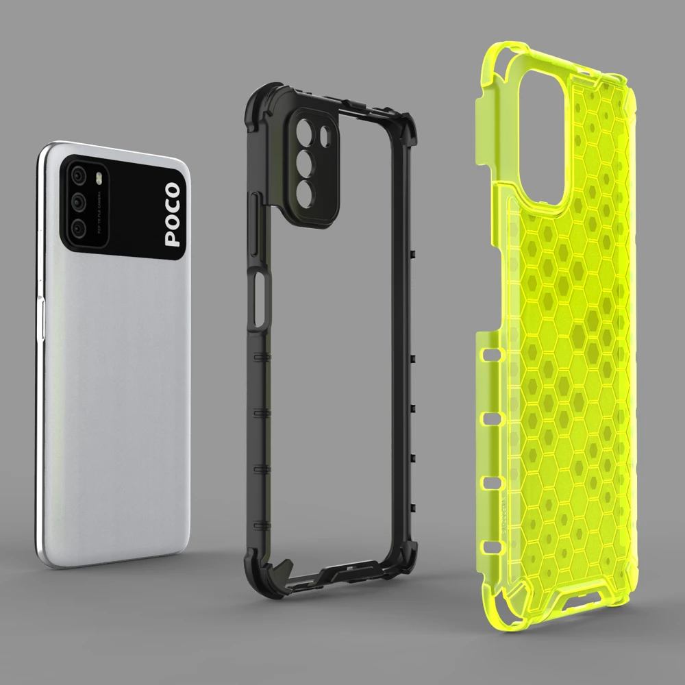 Mbështjellës Hurtel Honeycomb për Xiaomi Poco M3, Transparent