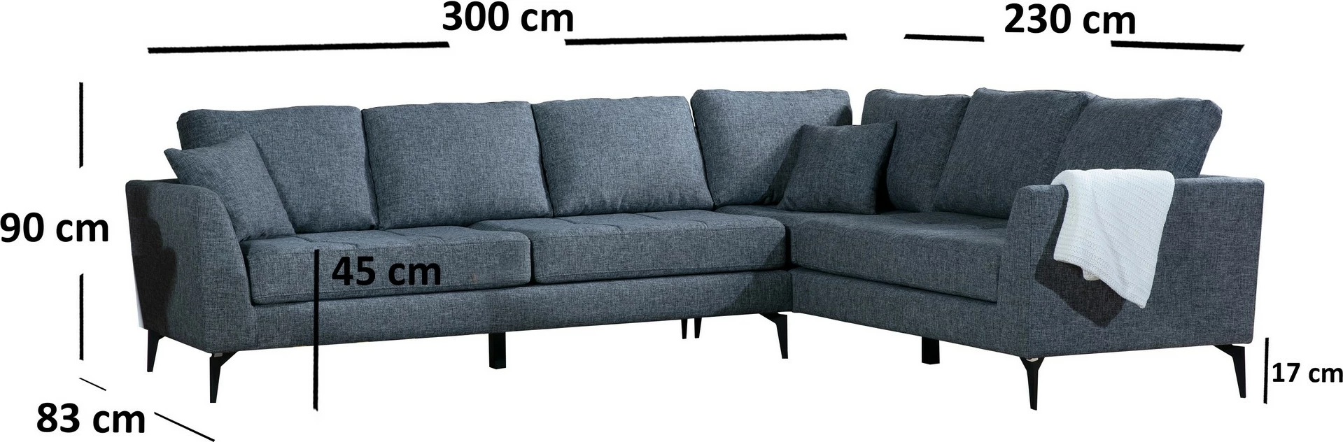 Këndare Atelier del Sofa, Tempo Corner Right (L3+3), ngjyrë gri e errët