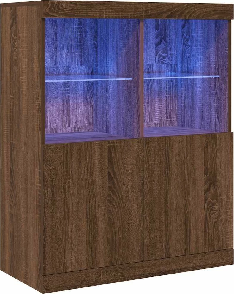 Kabinet vidaXL 81x37x100 cm, 2 dyer, 4 ndarje të hapura, dru kompozit, kafe lis
