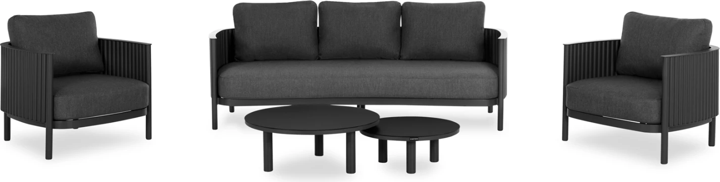 Set lounge për jashtë, 5 pjesë, CARDINAL CD6423.01, alumin gri e errët & material OLEFIN