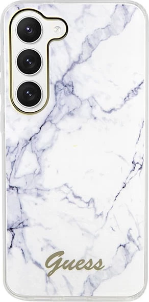 Mbështjellës Guess Marble për Samsung Galaxy S23+ S916, i bardhë, hardcase