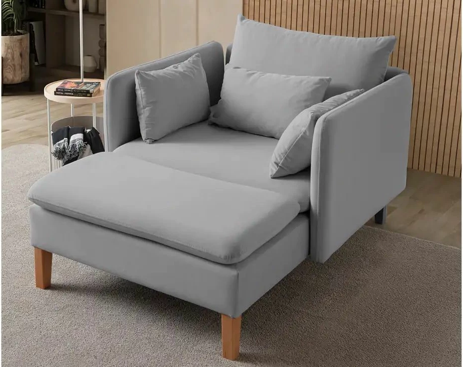 Karrige Wing Flexy, kadife, ngjyrë gri, Atelier del Sofa