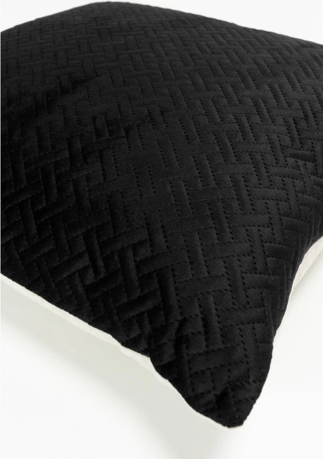 Jastëk dekorativ DIAGONAL, kadife, i zi, 45x45cm