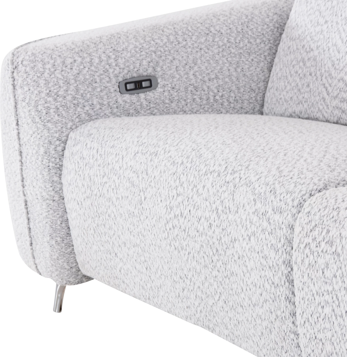 Këndore e djathtë, divan treshe me recline Valente CD3317.01R, stof gri e çelët, 275x160x104H