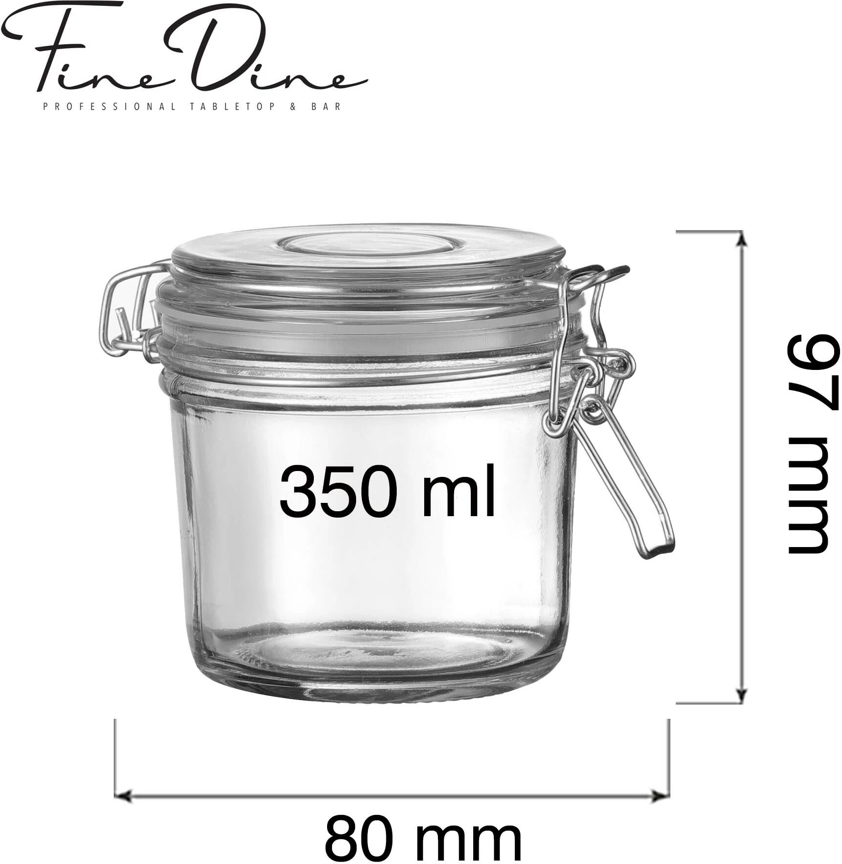 Kavanoz ruajtës me kapëse Fine Dine Vision 425527 350 ml transparent
