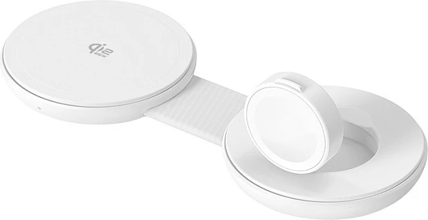 Karikues wireless Conceptronic GORGON04W, Qi2 25W, 2-në-1 për Celular & Smartwatch, magnetik, i palosshëm, i bardhë