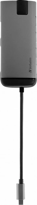 USB-C hub multiport Verbatim 49142, 4K HDMI, RJ-45 LAN, 2x USB-A 3.2 Gen 1, 1x USB-C, microSD, USB PD, zi/argjend
