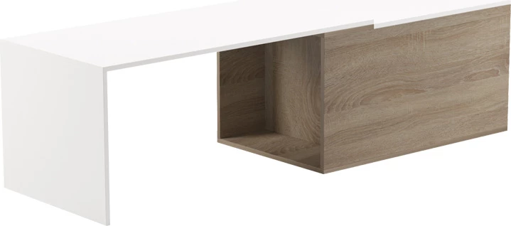 Tavolinë kafeje zgjatshme Extera, ngjyrë e bardhë-sonoma, 100-160x50x45cm