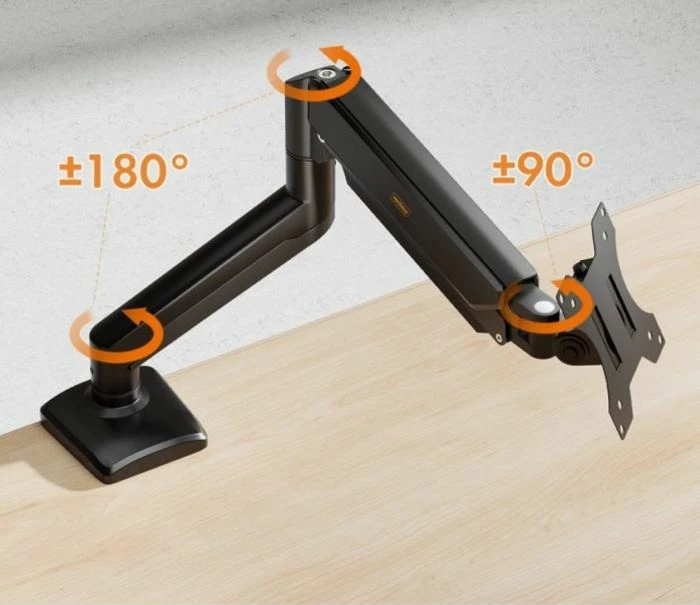 Mbajtëse monitori me krah gaz VONHAUS 3000914, deri 32 inç, VESA 75x75/100x100, 9 kg, montim me clamp ose në vrimë, e zezë