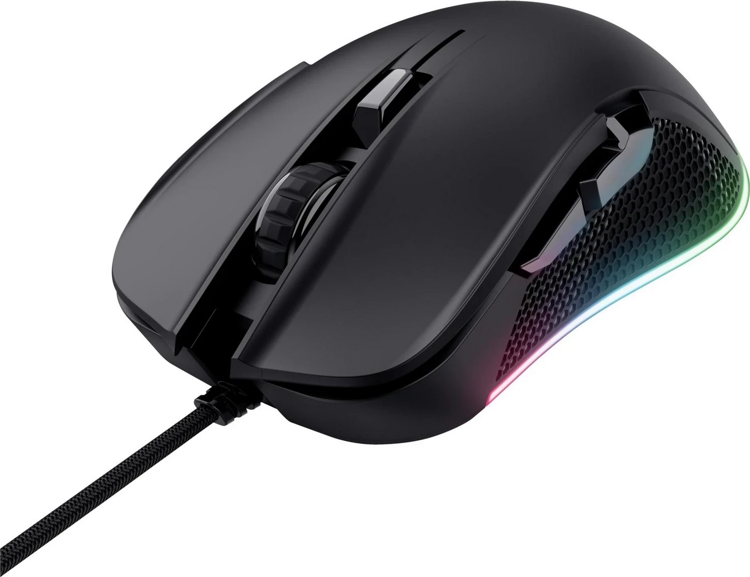Maus për lojëra Trust GXT922 Ybar, me dritë RGB, i zi