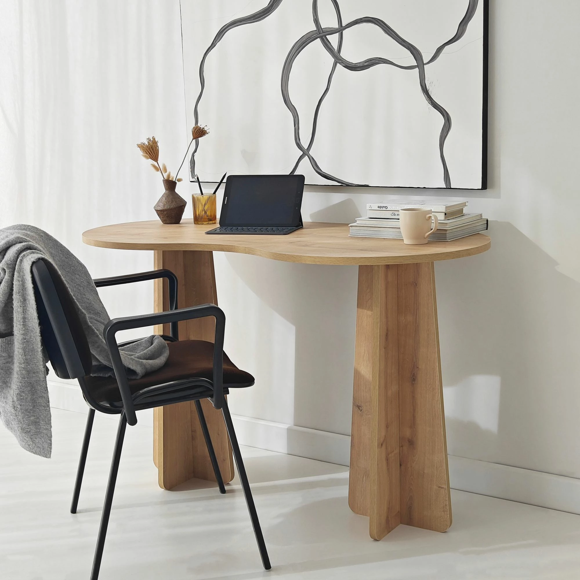 Tavolinë pune, ngjyrë Sapphire Oak, Skye Decor, Infini