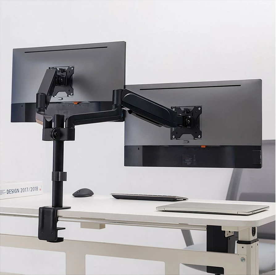 Krah monitori VALUE 17.99.1182, mbajtëse me clamp, për 2 monitorë 17"-81", VESA 75x75/100x100, deri 18 kg, e zezë