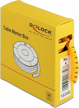 Marker kabllosh DeLOCK No. 4, për kabllo 4–5 mm, 500 copë, e verdhë