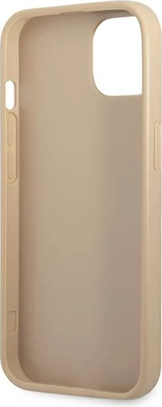 Mbështjellës Guess GUHCP13SPSATLE për iPhone 13 mini, hardcase, Saffiano Triangle, bezhë