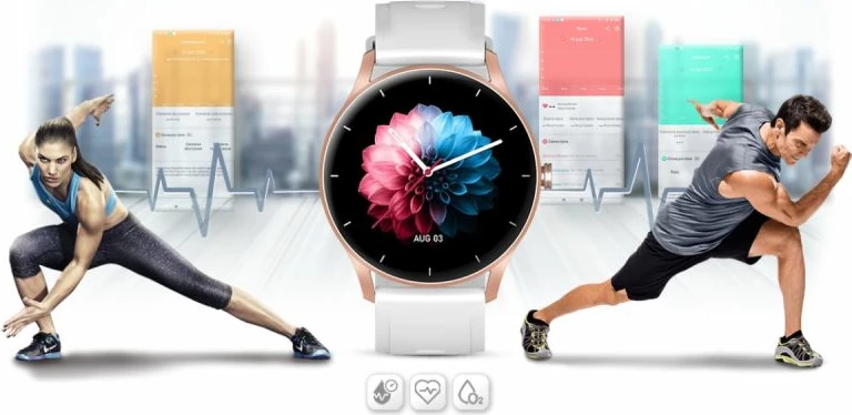 Smartwatch Gravity për femra, rose gold-white