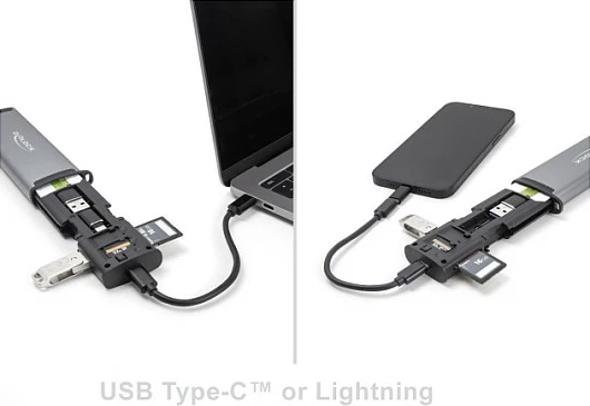 Lexues kartelash DeLOCK USB 3.2 Gen 1, SD/MicroSD, 5 Gbps, me hapësira për 9 karta, Zi/Gri