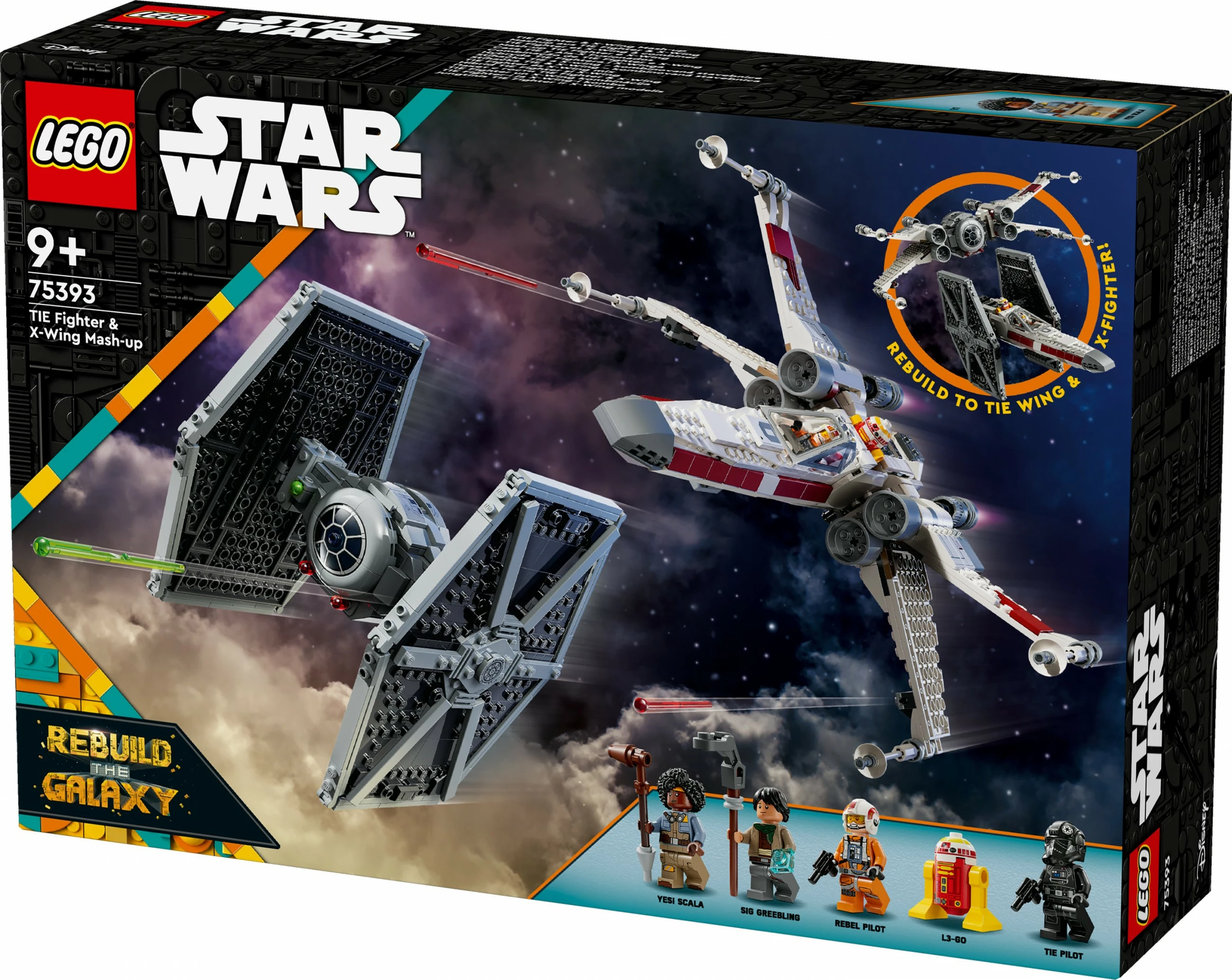 Set ndërtimi LEGO TIE Fighter & X-Wing Mash-up, 1063 copë, shumëngjyrësh