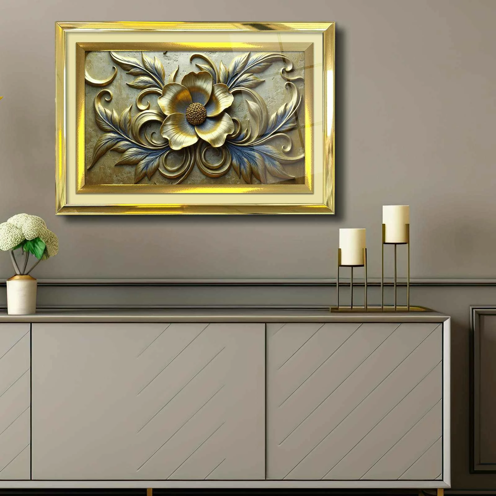 Pikturë dekorative me kornizë, Wallity, shumëngjyrëshe, 43x65cm